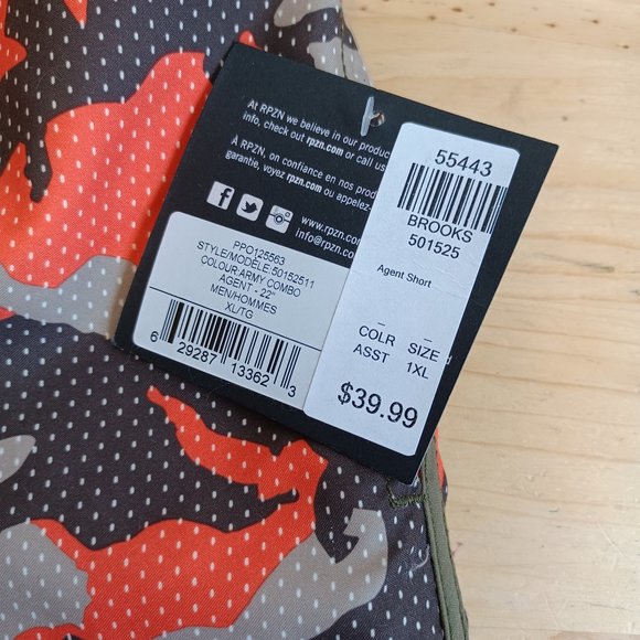 NWT! Ripzone Boy's Orange/Brown Army Camo Swim Trunks/Shorts (3556 - Picture 2 of 8